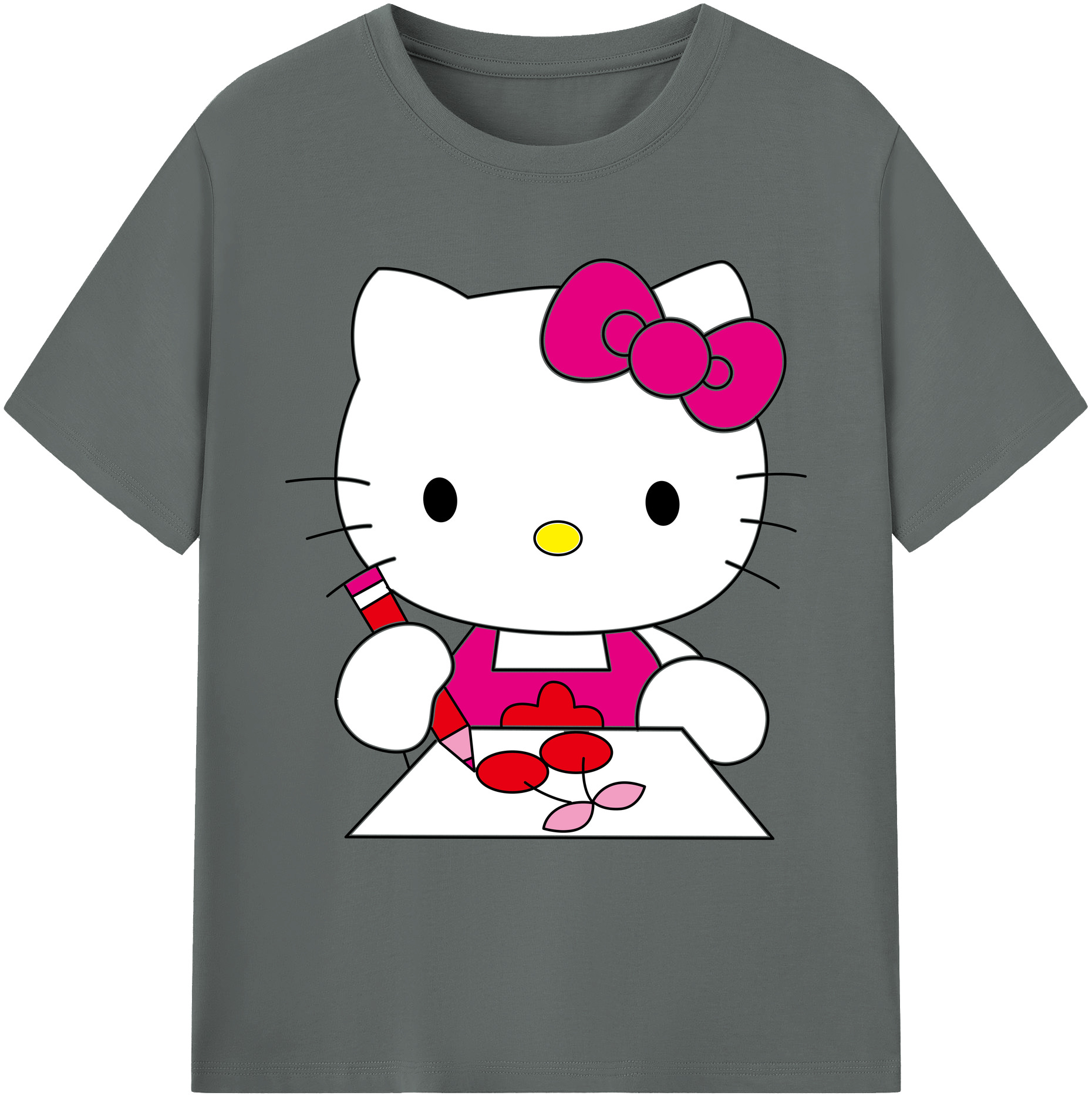 （画像用） Hello Kitty ハローキティ 綿100％ メンズ半袖Tシャツ｜肌触りやわらか＆通気性